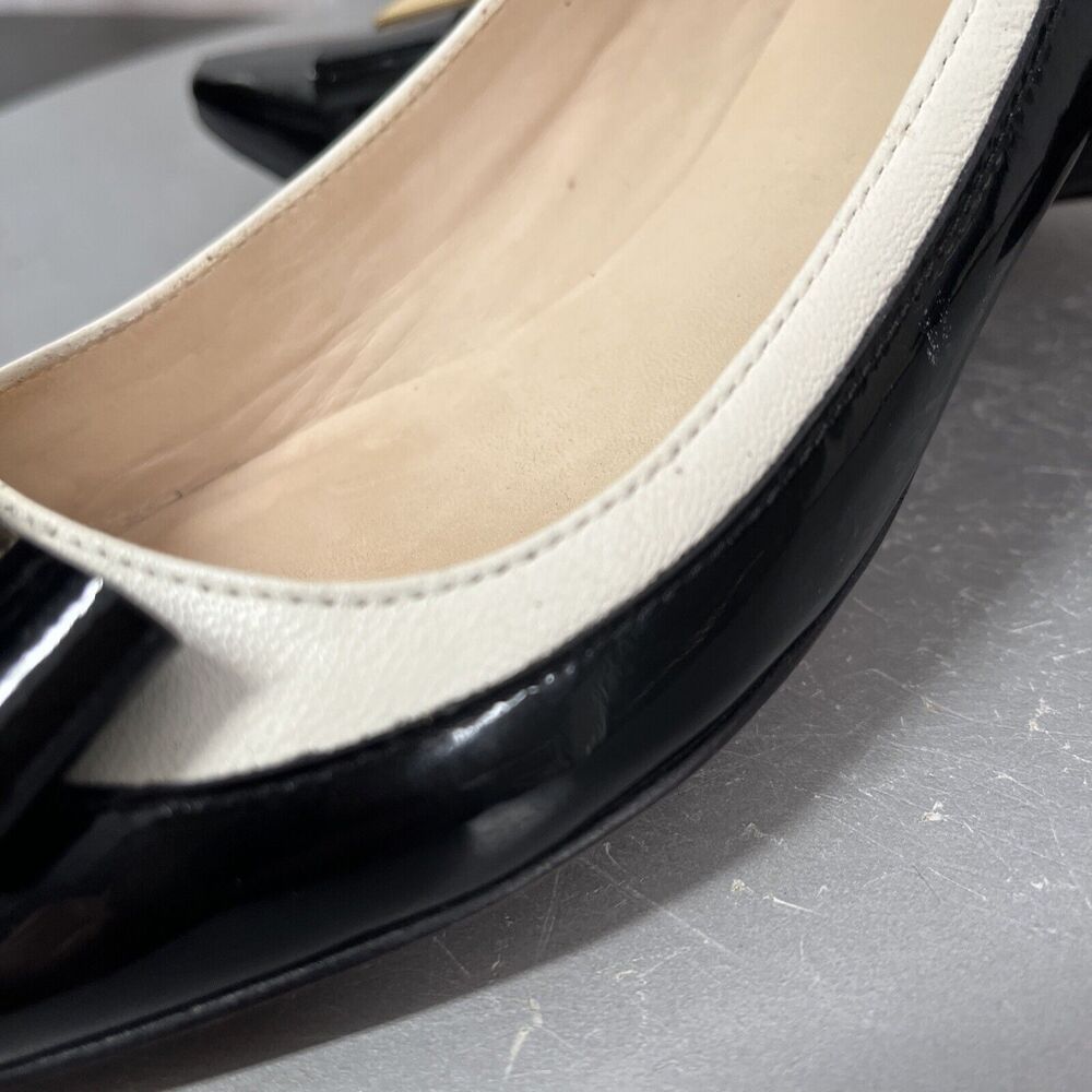 Kate Spade New York Anika Black Cream Nappa Leather Pointed Toe Pumps Shoe 7.5 - Picture 7 of 8